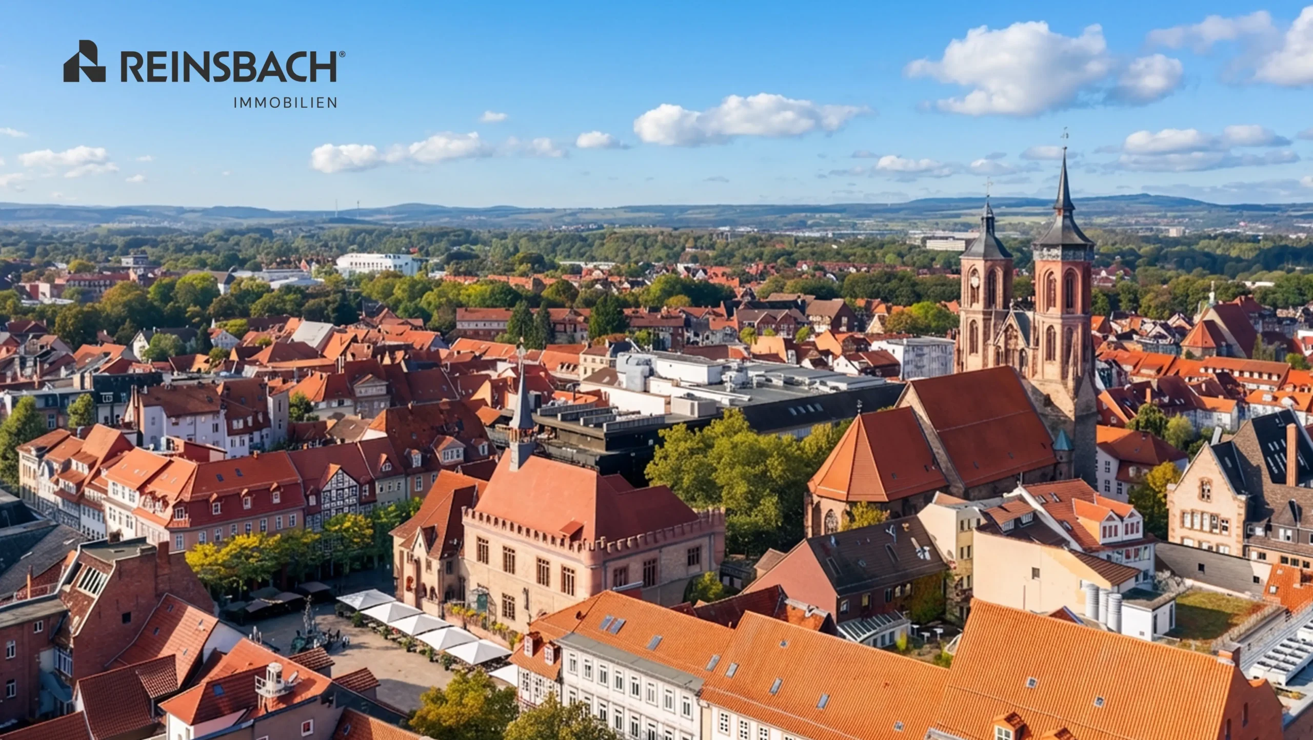 Luftbild der Stadt Göttingen mit Innenstadt und Wohngebieten – Immobilienmarkt Göttingen mit Reinsbach Immobilien